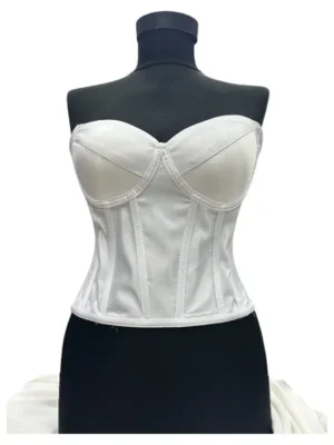 Corset pentru Rochii Alb Satin, modelator cu cupe.