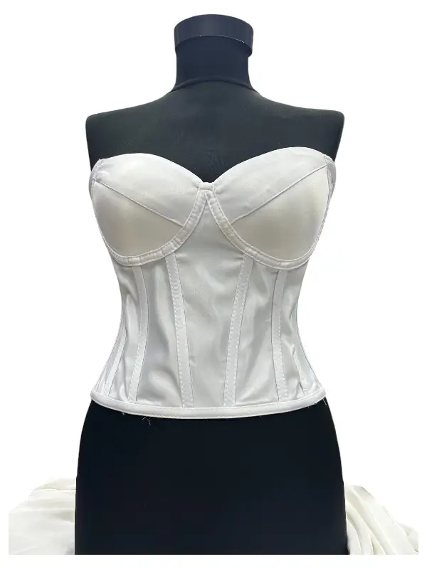 Corset pentru Rochii Alb Satin, modelator cu cupe.