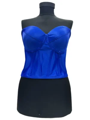 Corset pentru Rochii Albastru Satin, cu balene si cupe