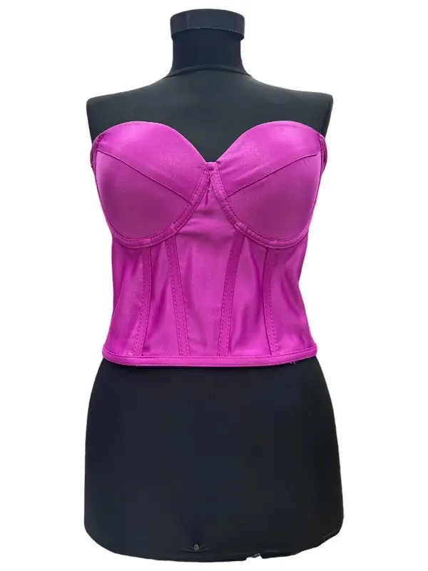 Corset pentru Rochii Ciclam Satin, reglabil, cu cupe, fara bretele