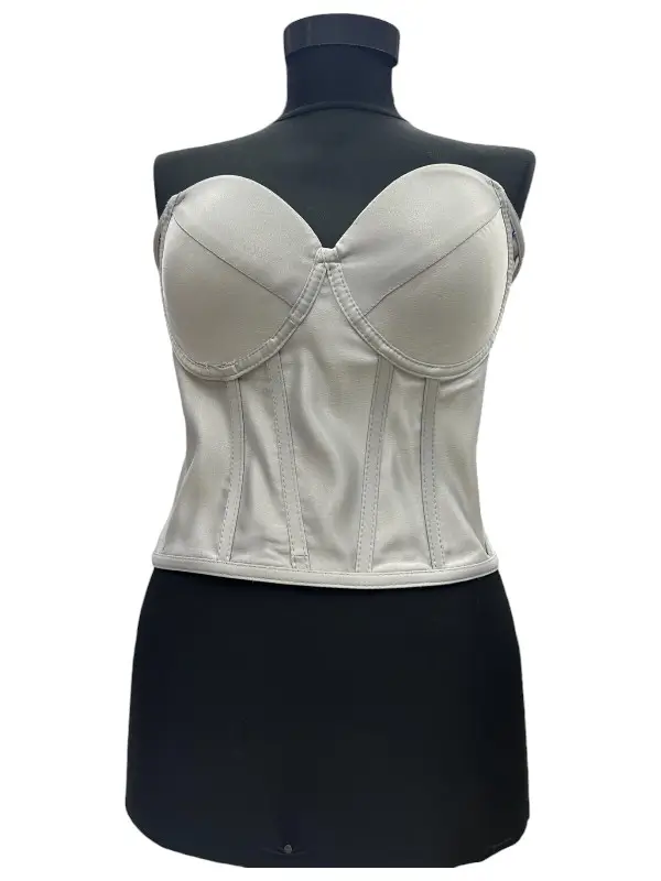 Corset pentru Rochii Gri Satin, cu cupe si balene