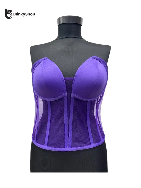 Corset pentru Rochii Mov Deschis Tulle, cu cupe si balene, fara bretele, reglabil.