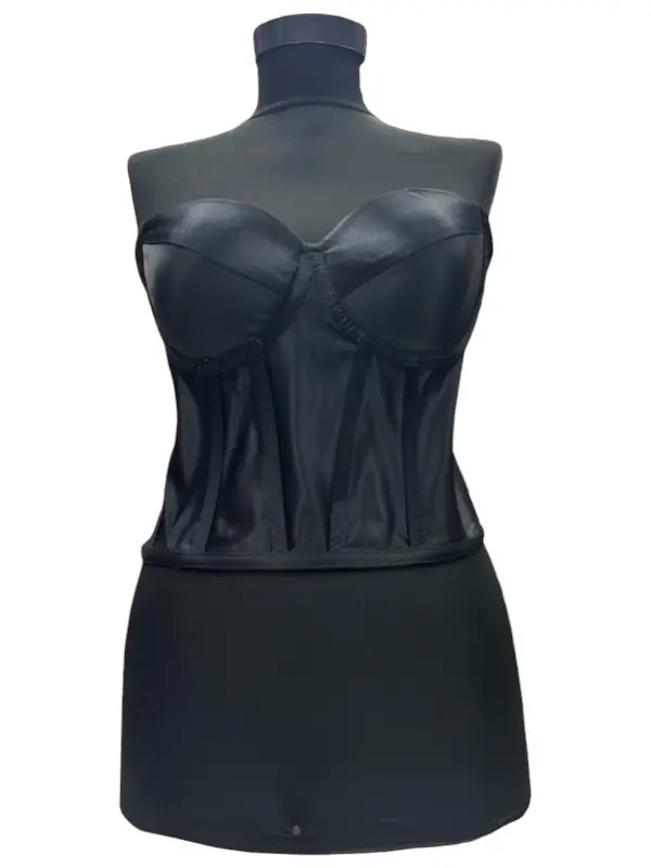 Corset pentru Rochii Negru Satin, decorativ/susținere, reglabil